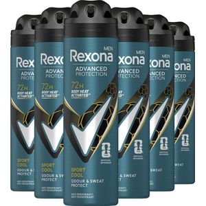 Rexona - Men Advanced Protection Sport Cool - Anti-Transpirant Deodorant Spray - 6 x 150 ml