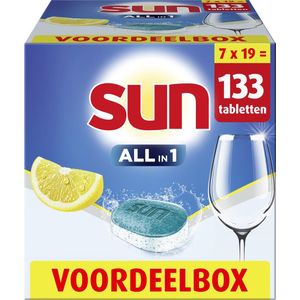 Sun - All-in 1 - Vaatwastabletten - Citroen - 7 x 19 Stuks - Voordeelverpakking
