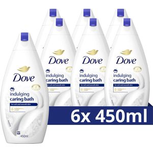 Dove Caring Bath Badcrème - Indulging Cream - verrijkt met 1/4 hydraterende crème - 6 x 450 ml