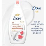 Dove Soothing Caring Bath Badcrème - Amandelolie & Hibiscus - verrijkt met 1/4 hydraterende crème - 6 x 450 ml