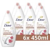 Dove Soothing Caring Bath Badcrème - Amandelolie & Hibiscus - verrijkt met 1/4 hydraterende crème - 6 x 450 ml
