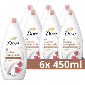 Dove Soothing Caring Bath Badcrème - Amandelolie & Hibiscus - verrijkt met 1/4 hydraterende crème - 6 x 450 ml