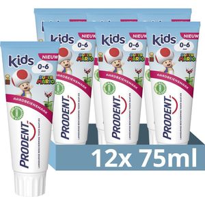 Prodent Kids 0-6 jaar Tandpasta - Super Mario - tandverzorging met fluoride remineralisatie-technologie - 12 x 75 ml