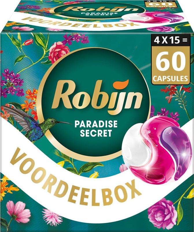 Robijn Collections 3 in 1 Wascapsules Color Paradise Secret 4 x 15 wasbeurten