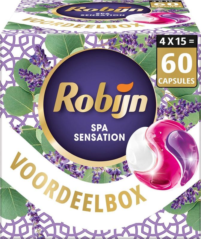 Robijn - Color Spa Sensation - 3-in-1 Wascapsules - 4 x 15 Wasbeurten - Voordeelverpakking