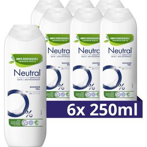 Neutral 0% Showergel - Parfumvrije - een milde bodywash met 0% parfum en 0% kleurstoffen - 6 x 250 ml