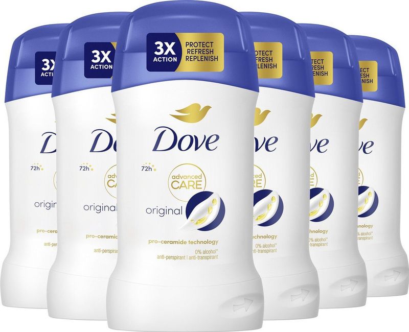 Dove - Advanced Care - Anti-Transpirant Deodorant Stick - Original - 6 x 50 ml - Voordeelverpakking