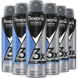 Rexona Men Maximum Protection - Anti-Transpirant Spray - Cobalt Dry - 6 x 150 ml - Voordeelverpakking