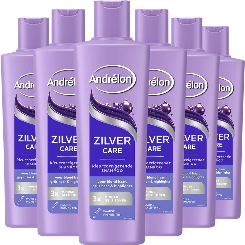 Andrélon - Zilver Care - Shampoo - 6 x 250 ml - Kleurcorrigerende Kracht