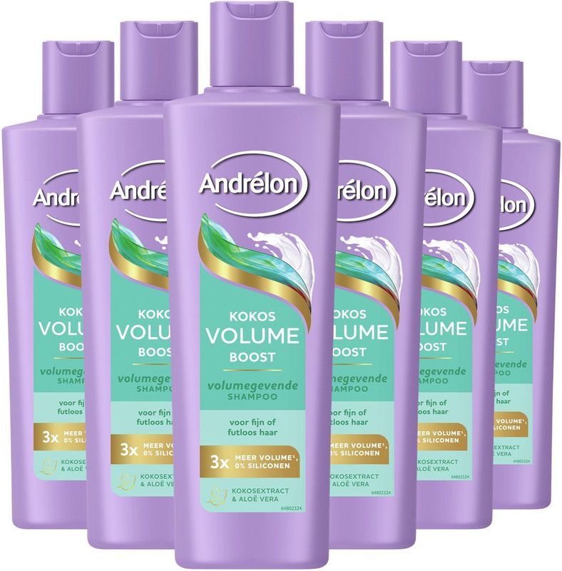 Andrélon - Kokos Volume Boost - Shampoo - 6 x 250 ml