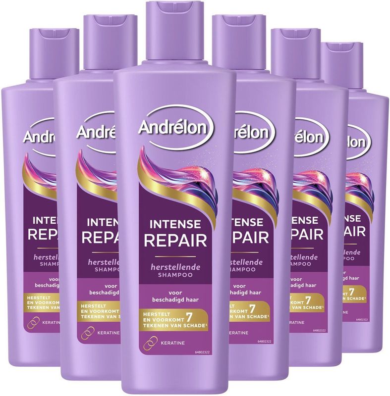 Andrélon - Intense Repair - Shampoo - 6 x 250 ml - Verrijkt met Gehyalde Keratine