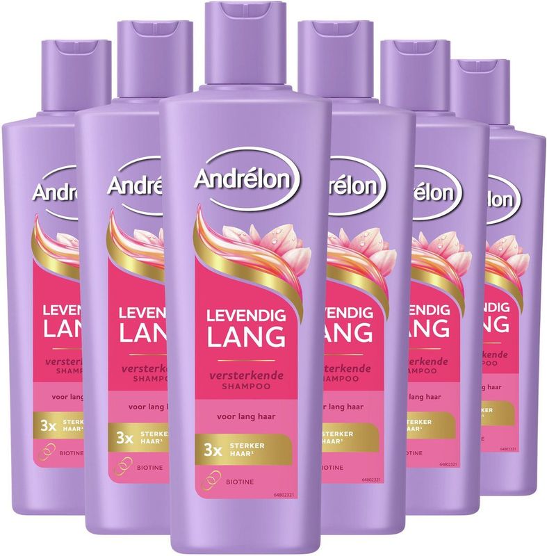 Andrélon - Levendig Lang - Shampoo - 6 x 250 ml - Verrijkt met Biotine
