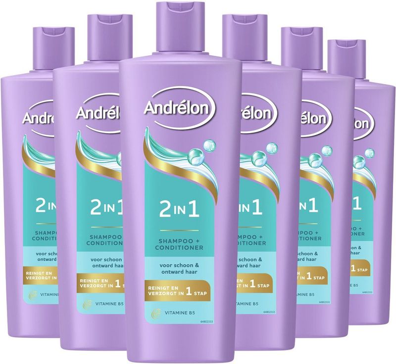 Andrélon - 2-in-1 - Shampoo en Conditioner - 6 x 400 ml - Verrijkt met Vitamine B5