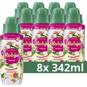 Robijn Intense Wasparfum - Tropical - tot 15x meer geur dan bij gebruik van alleen wasmiddel - 8 x 342 ml