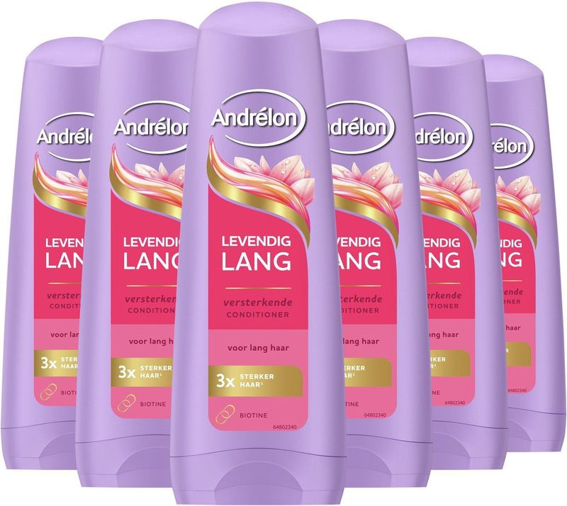 Andrélon - Levendig Lang - Conditioner - 6 x 200 ml - Verrijkt met Biotine