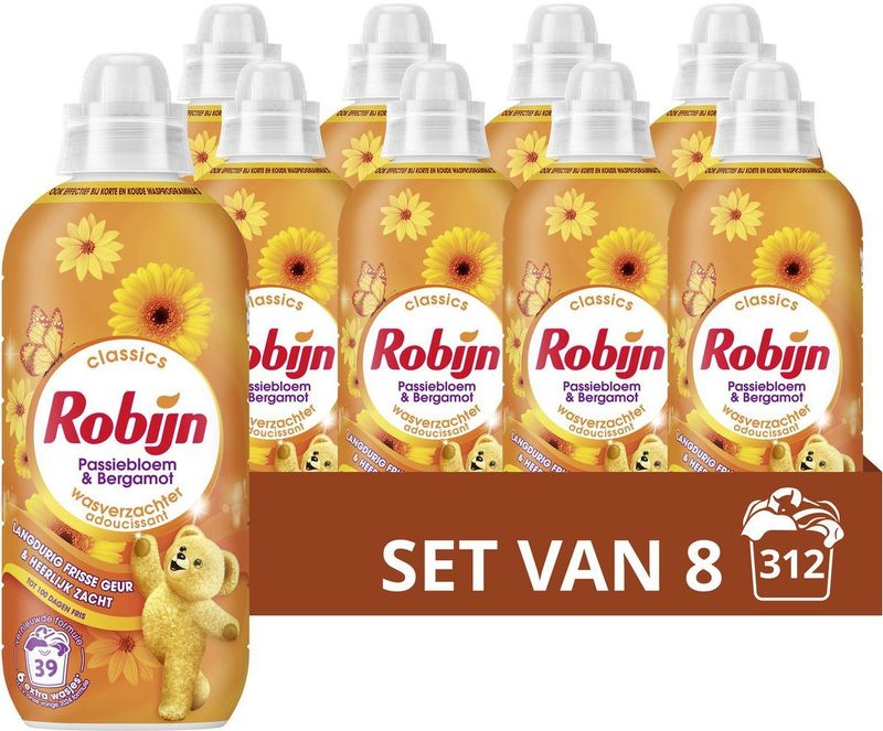 Robijn - Classics Wasverzachter - Passiebloem & Bergamot - 8 x 39 Wasbeurten