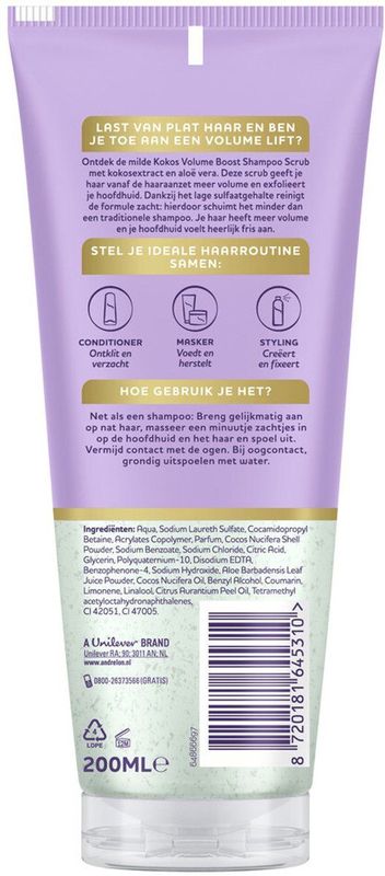 Andrélon - Kokos Volume Boost - Shampoo Scrub - 200 ml