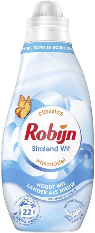 Robijn - Klein & Krachtig - Vloeibaar Wasmiddel - Stralend Wit - 81% Biologisch Afbreekbaar