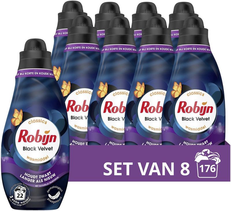 Robijn - Klein & Krachtig - Vloeibaar Wasmiddel - Zwart - 1 L