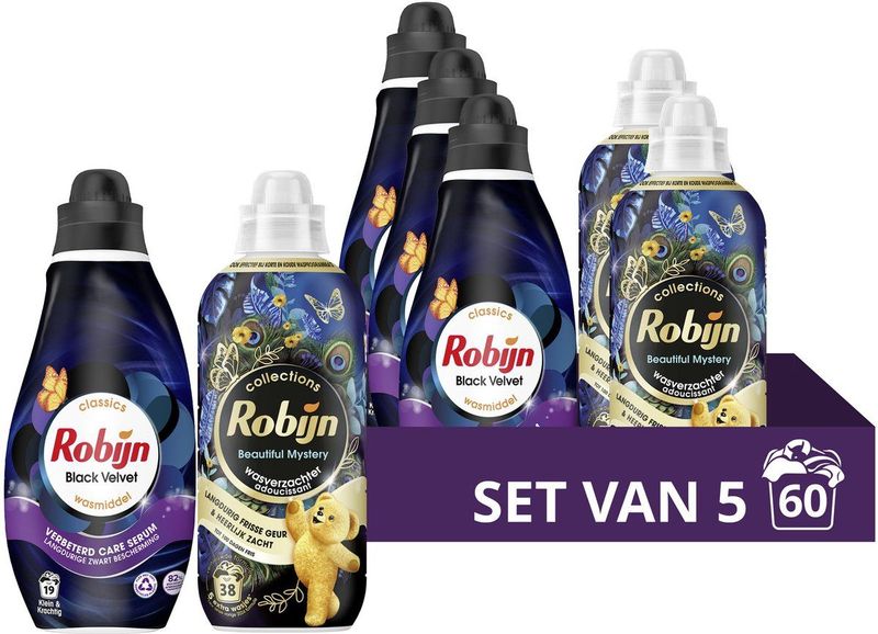 Robijn - Perfect Match - Wasmiddel en Wasverzachter - Zwart - 100% Gerecycled Plastic