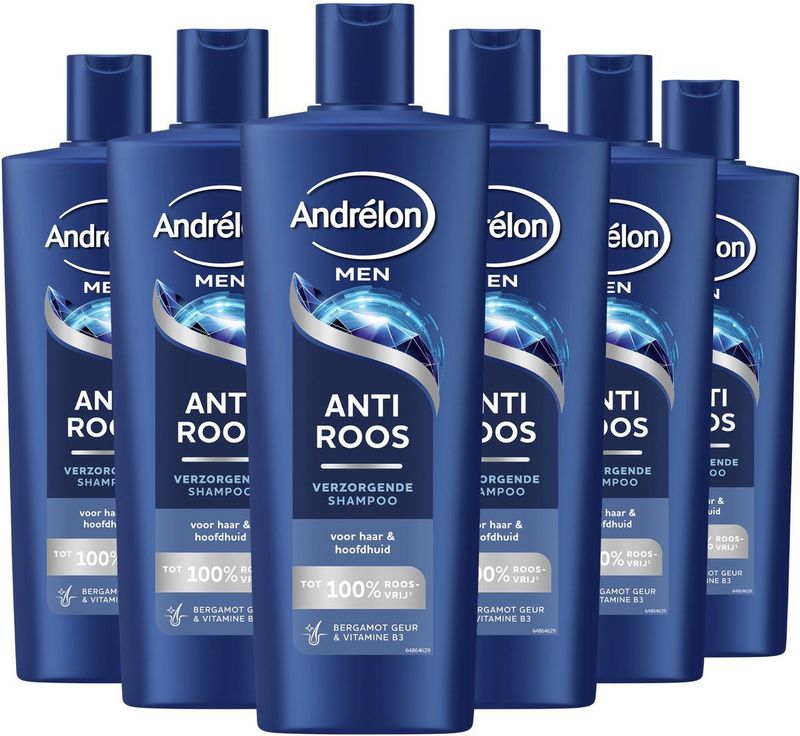 Andrélon Men - Anti-Roos Shampoo - 6 x 400 ml - Verrijkt met Geur van Bergamot en Vitamine B3