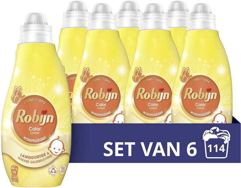 Robijn - Klein & Krachtig Collections - Vloeibaar Wasmiddel - Color Zwitsal - 6 x 19 wasbeurten