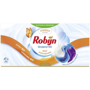 Robijn - Classics Stralend Wit - Wascapsules 3-in-1 - 26 stuks