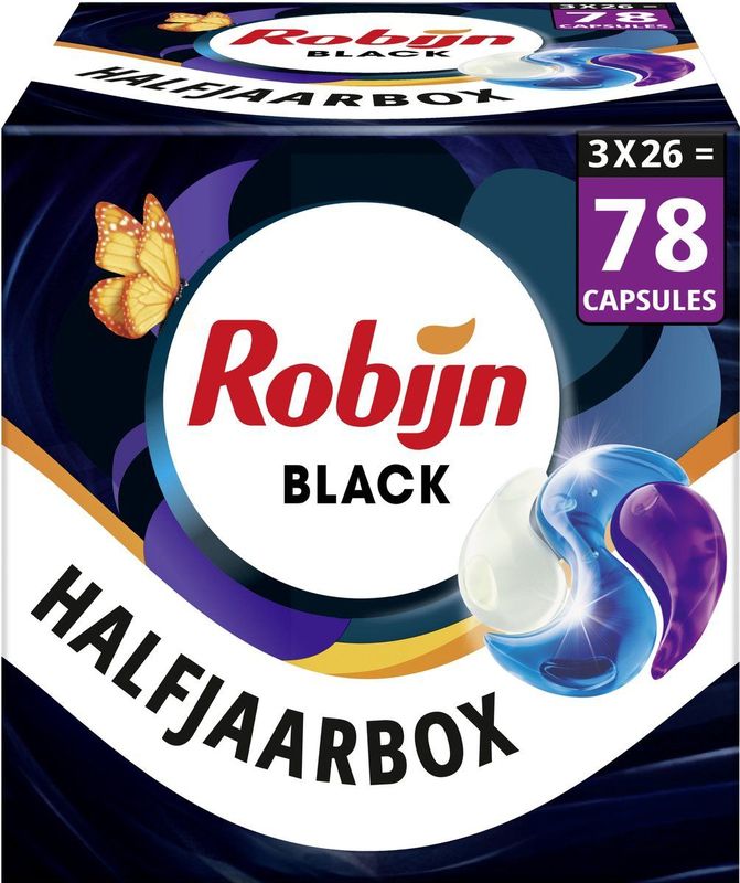 Robijn - Black Velvet - 3-in-1 Wascapsules - Zwart - 20 Stuks