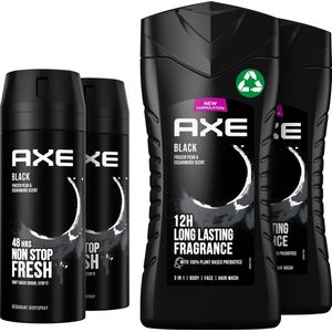 Axe Black Deodorant Bodyspray & 3-in-1 Douchegel - 2 x 150 ml + 2 x 250 ml - Voordeelverpakking