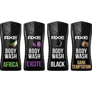 Axe Africa + Black + Dark Temptation + Excite 3-in-1 douchegel - 4 x 250 ml