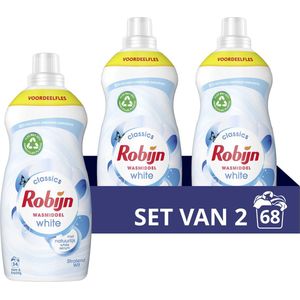 Robijn Klein & Krachtig Classics Stralend Wit Vloeibaar Wasmiddel - 2 x 34 wasbeurten - Voordeelverpakking