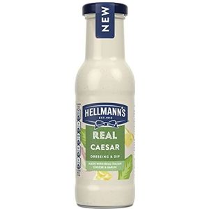 Hellmann's Real Caesar Salad Dressing & Dip vegetarische specerij vrij van kunstmatige kleur- en smaakstoffen voor salades, sandwiches, hamburgers en dips 250 ml