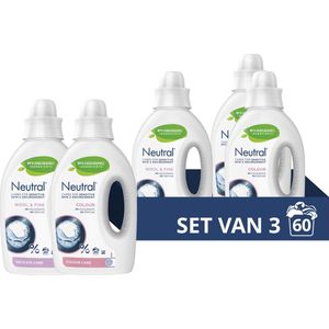 Neutral Wasmiddel Pakket - Kleur + Wol & Fijn - zorgt voor de gevoelige huid én voor het milieu - (2 + 1) x 20 wasbeurten