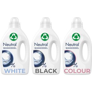 Neutral Vloeibaar Wasmiddelpakket Wit + Zwart + Kleur (3 flessen - 60 wasbeurten)