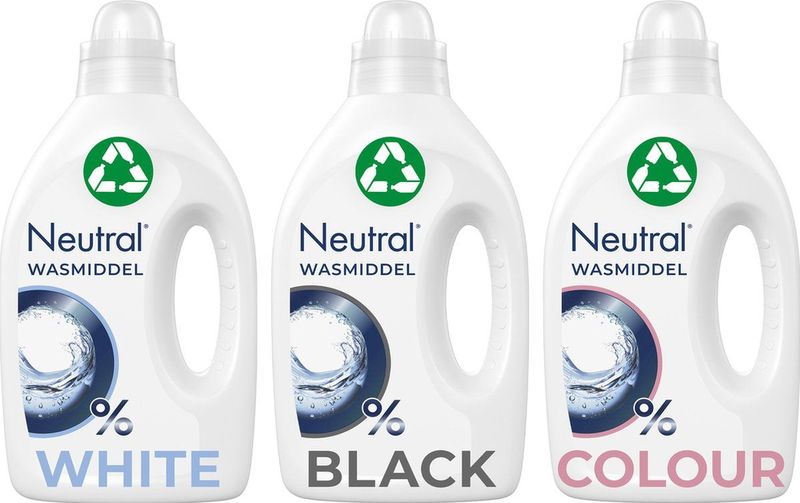 Neutral - 0% Vloeibaar Wasmiddelpakket - Wit + Zwart + Kleur - 3 x 20 Wasbeurten