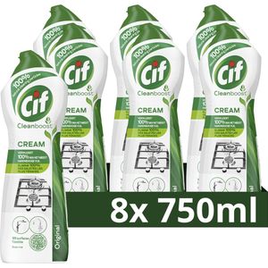 Cif CleanBoost Cream Original Schuurmiddel - 8 x 750 ml - Voordeelverpakking