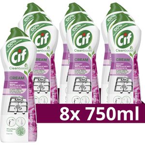 Cif CleanBoost Cream Pink Schuurmiddel - 8 x 750 ml - Voordeelverpakking