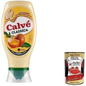 3x Calvé Classic Mayonaise, 430 ml, met zonnebloempitolie, ideaal voor sandwiches en canapés, zonder conserveringsmiddelen en zonder suiker, glutenvrij, vegetarisch + Italiaanse gourmet polpa 400 g