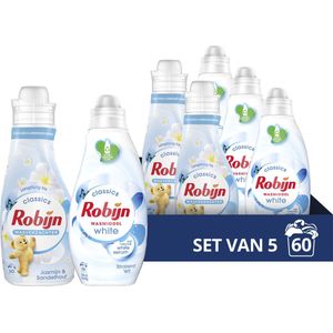 Robijn Perfect Match Stralend Wit en Jasmijn & Sandelhout Wasmiddel en Wasverzachter - 5 stuks - Voordeelverpakking