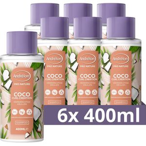 Andrélon Pro Nature Coco Curl Creation Shampoo - 6 x 400 ml - Voordeelverpakking