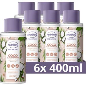 Andrélon Pro Nature Coco Curl Creation Conditioner - 6 x 400 ml - Voordeelverpakking
