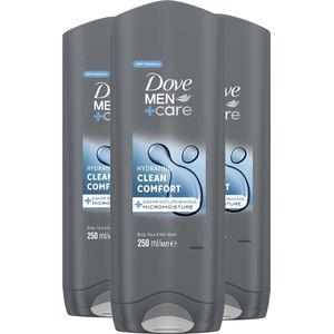 Dove Men+Care Clean Comfort 3-in-1 Douchegel - 3 x 250 ml - Voordeelverpakking