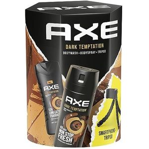 Axe Cadeauset ""Dark Temptation"" verzorgingsset met bodyspray, douchegel en smartphone-statief (150 ml + 250 ml)