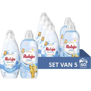 Robijn - Perfect Match - Wasmiddel & Wasverzachter - Stralend Wit & Jasmijn/Sandelhout - 5 Flessen