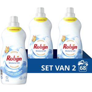 Robijn Klein & Krachtig Classics Vloeibaar Wasmiddel - Stralend Wit - met Care Serum - 2 x 34 wasbeurten