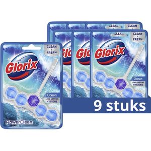 Glorix Power Clean Toiletblok - Ocean - geeft je een langdurig schoon en fris toilet - 9 stuks