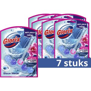 Glorix Actief Blauw Water Toiletblok - Magnolia - met actief blauw water en 3x meer anti-kalkwerking* - 7 stuks