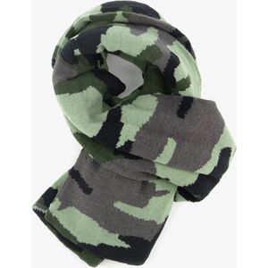 Jongens sjaal met camouflage print - Groen - 100% Acryl - Extra zacht