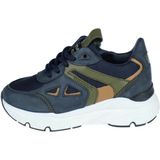 HIP Shoe Style - Sneakers - Blauw - Nubuckleer en Leer - Rits- en Vetersluiting