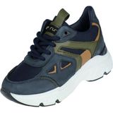 HIP Shoe Style - Sneakers - Blauw - Nubuckleer en Leer - Rits- en Vetersluiting